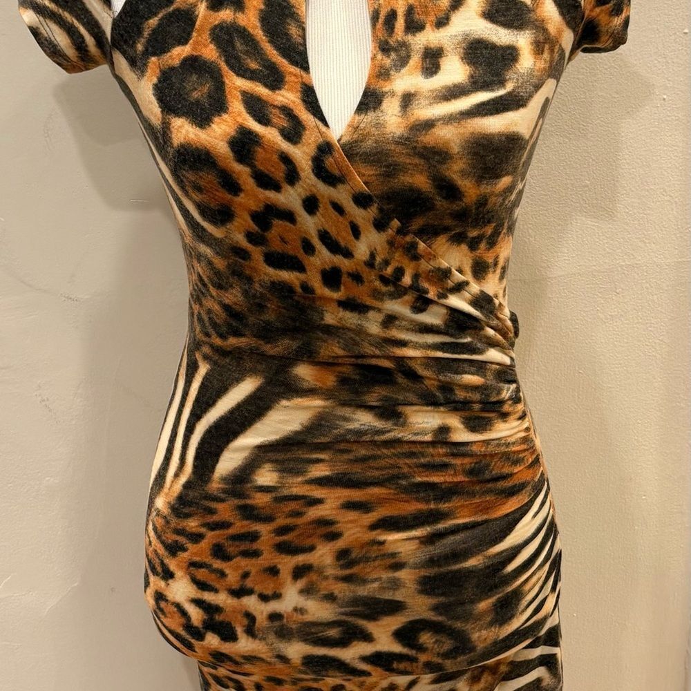 Cache Brown and Black Bodycon Dress Mock Neck - Picture 5 of 13